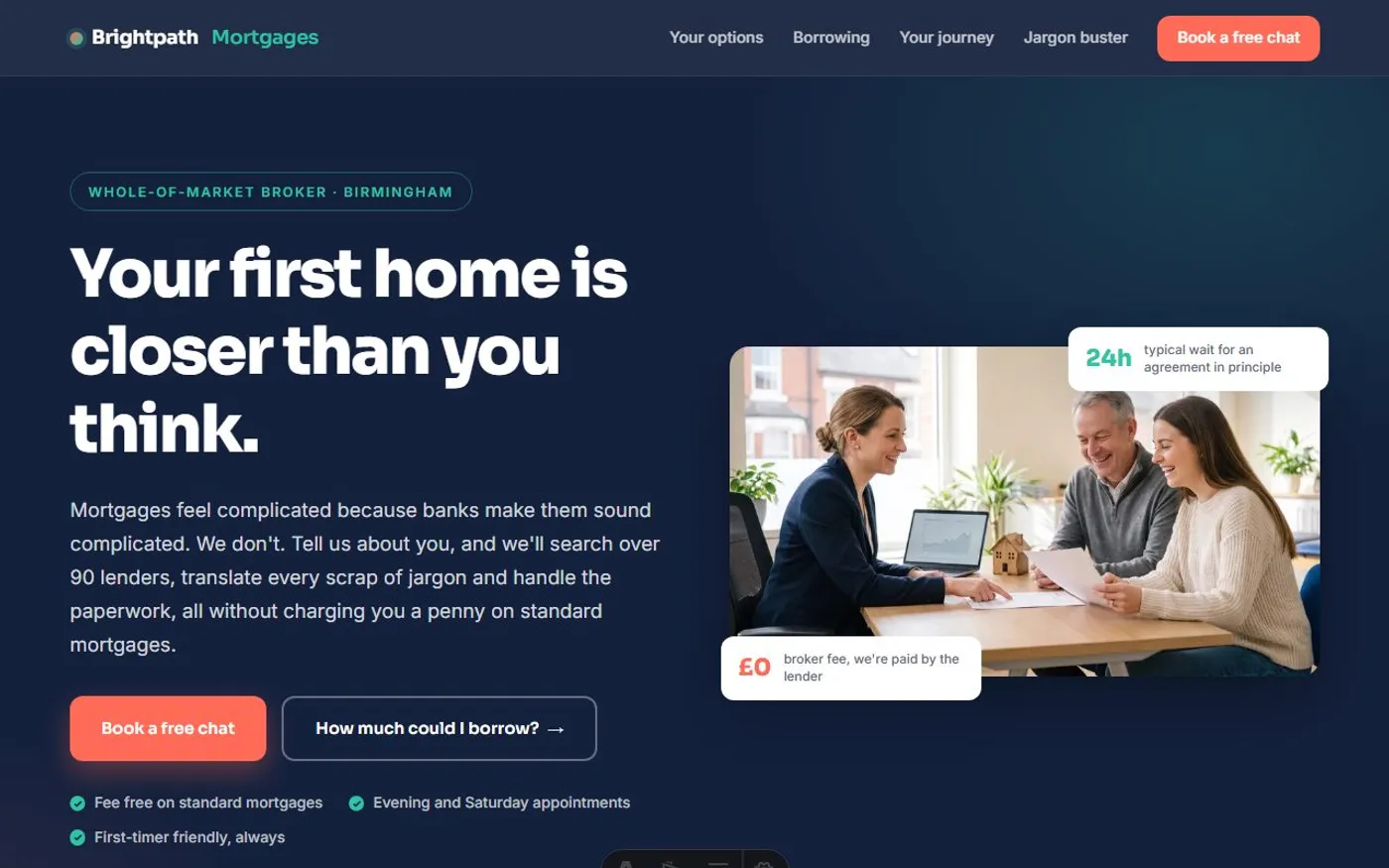 Brightpath Mortgages, a sample mortgage broker website we designed